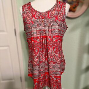 NWT Red Paisley Tank by Halife, Size M